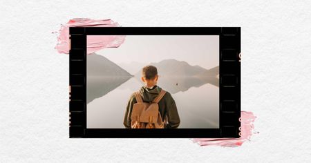 Man admiring Mountain Lake view Facebook AD Design Template