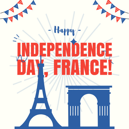 Platilla de diseño France Independence Day Celebration with Illustration Instagram