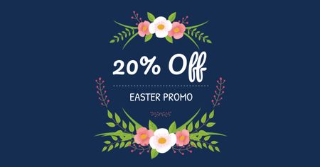 Easter Offer with Floral Wreath Facebook AD tervezősablon