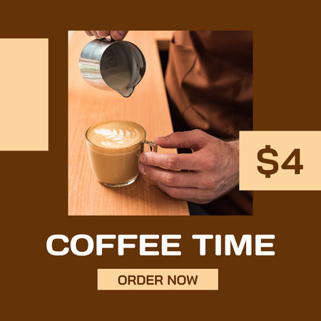 バリスタが注ぐコーヒーの提供 Instagramデザインテンプレート