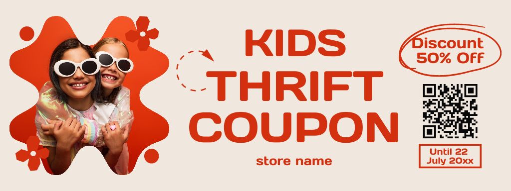 Kids' Pre-owned Clothes Store Coupon Design Template