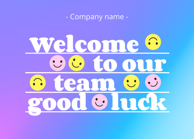 Welcome to Our Team and Good Luck Postcard 5x7in Modelo de Design