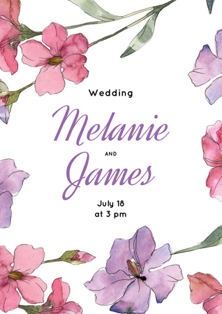 Wedding Invitation with Saffron Flowers Poster A3 Tasarım Şablonu