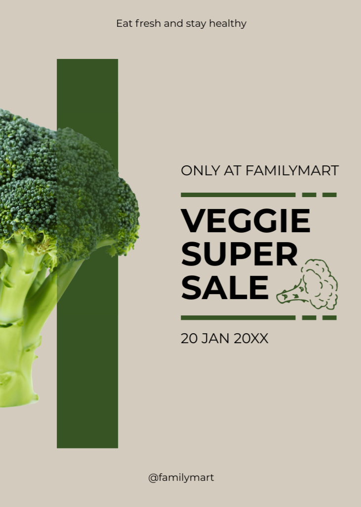 Broccoli And Veggies Sale Offer Flayerデザインテンプレート