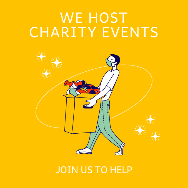 Charitable Donate with Volunteer carrying Box Instagram – шаблон для дизайна