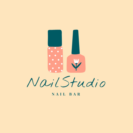 Emblem of Nail Studio with Nail Polish Logo Design Template