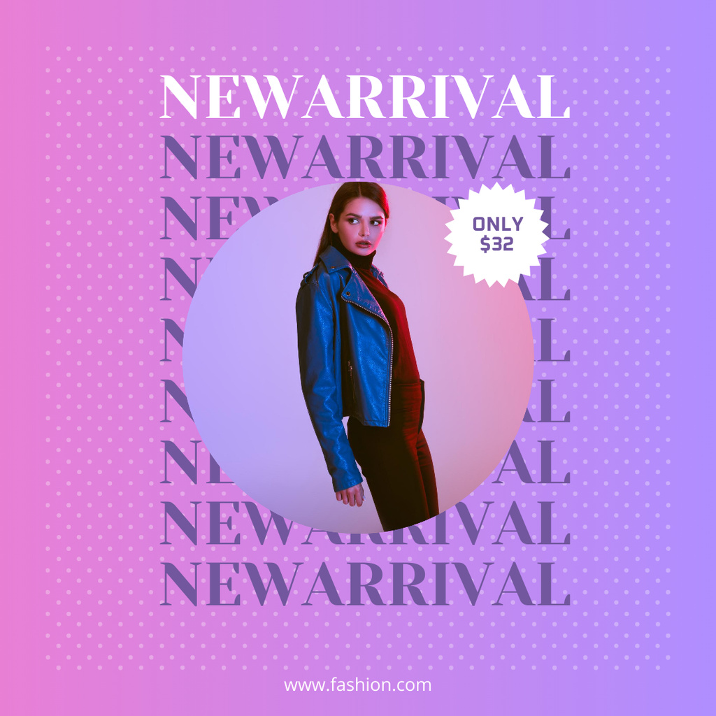 New Arrival of Clothes on Purple Instagram Design Template
