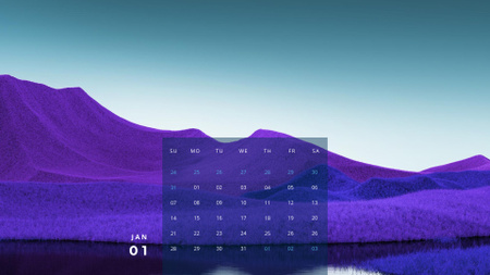 紫の山のイラスト Calendarデザインテンプレート