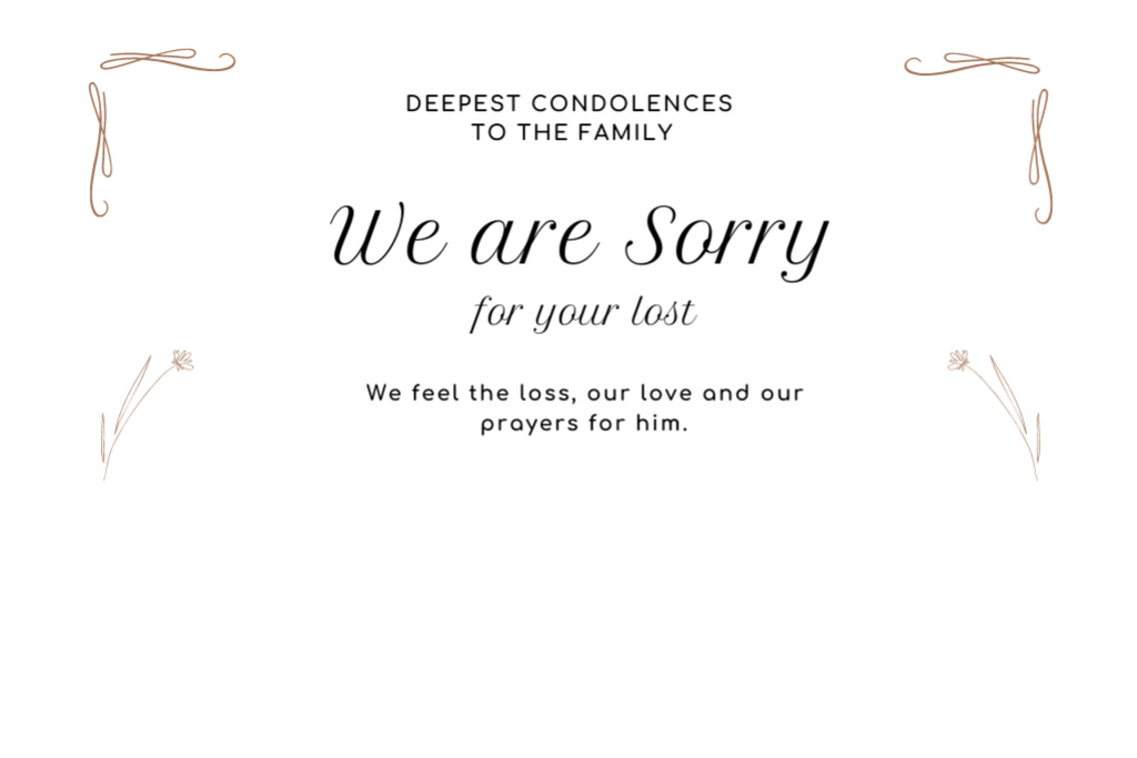 Ontwerpsjabloon van Postcard 4x6in van Expression of Deepest Condolences to Family of Deceased