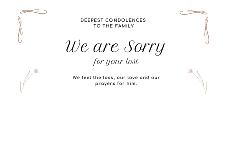 Expression of Deepest Condolences to Family of Deceased Postcard 4x6in Design Template