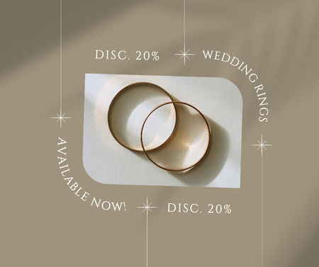Designvorlage Golden Wedding Rings für Facebook