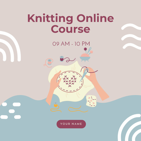 Modèle de visuel Knitting Course Announcement - Instagram
