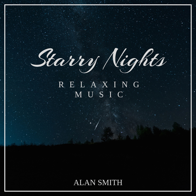 Relaxing Music Ad with Starry Night Landscape Instagram Design Template