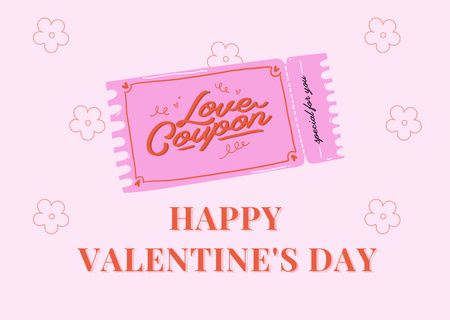 Plantilla de diseño de Felicidades por el día de San Valentín con amor y flores. Card 