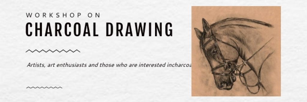 Charcoal Drawing Ad with Horse illustration Email header Modelo de Design