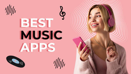 Designvorlage Best Music Apps für Youtube Thumbnail