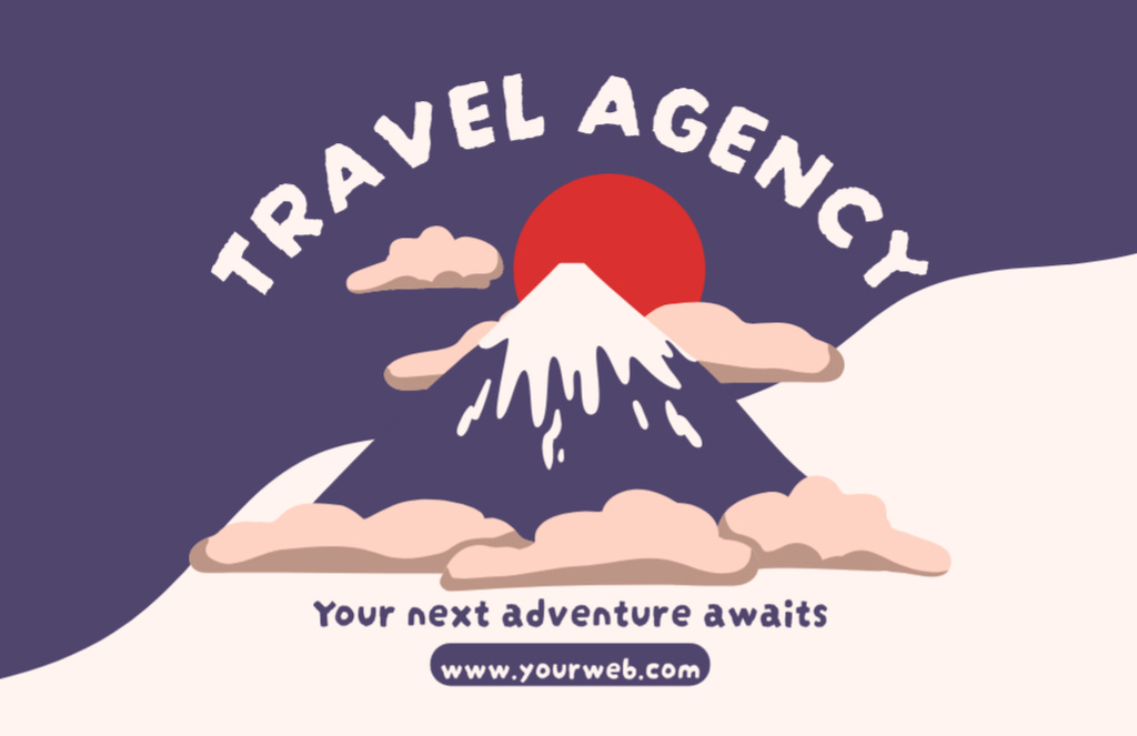 Designvorlage Travel and Adventures Offer on Purple für Thank You Card 5.5x8.5in