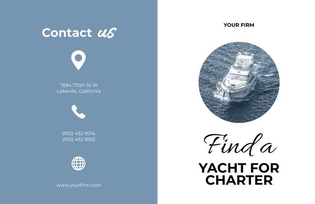 Book Best Charter Yachts Brochure 11x17in Bi-fold Design Template