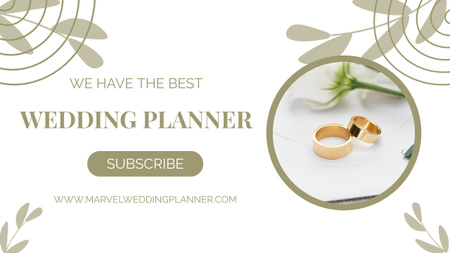 Designvorlage Hochzeitsplaner-Angebot mit goldenen Ringen für Youtube Thumbnail