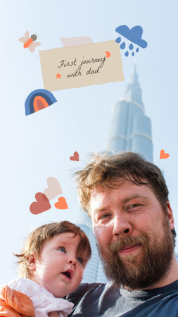 Cute Dad travelling with Little Child Instagram Story Design Template