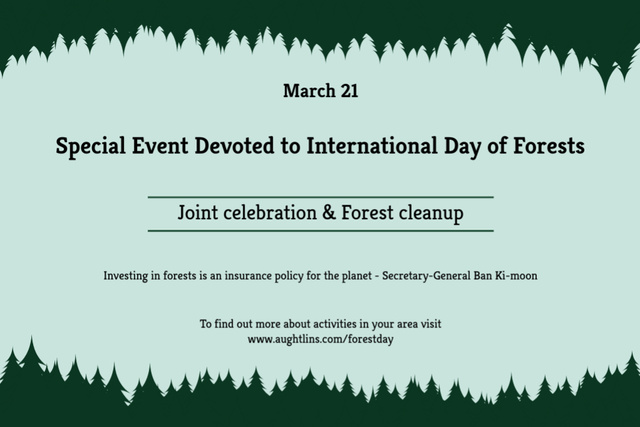 Szablon projektu International Day of Forests Event with Silhouettes of Trees Flyer 4x6in Horizontal