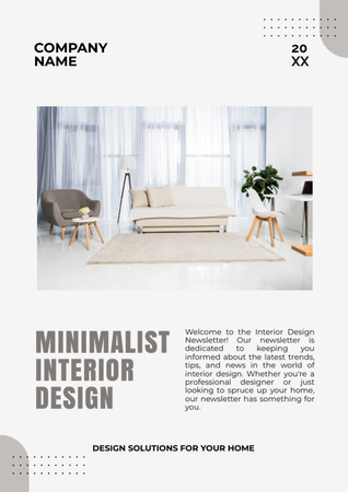 minimalistický design interiéru Newsletter Šablona návrhu