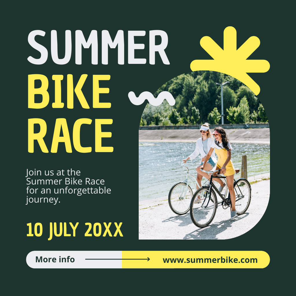 Summer Bike Race Ad on Green Instagram – шаблон для дизайну