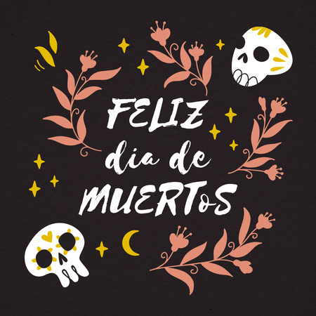 Plantilla de diseño de Dia de los Muertos Holiday Celebration with Painted Skulls Animated Post 