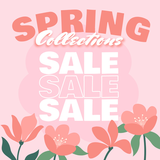 Spring Collections Sale with Floral Pattern Animated Post Modelo de Design