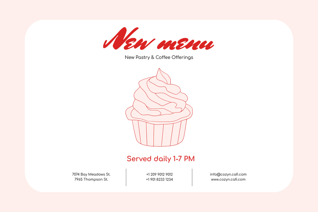 Illustration of Cute Pink Cupcake Poster 24x36in Horizontal Πρότυπο σχεδίασης