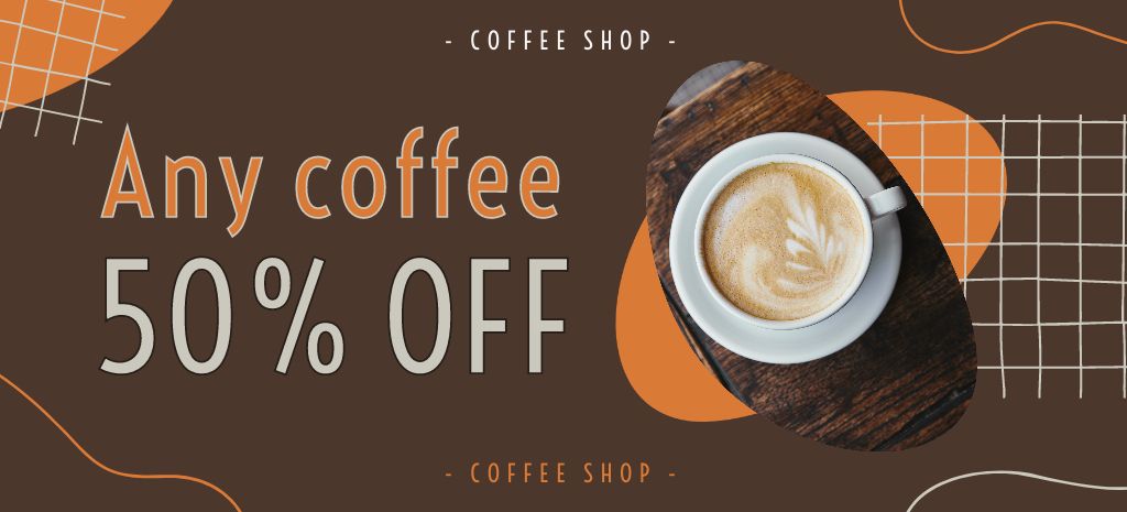 All Coffee Discount Voucher Coupon 3.75x8.25in Šablona návrhu
