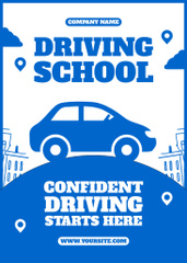 Expert Driving Lessons Offer With Slogan In Blue