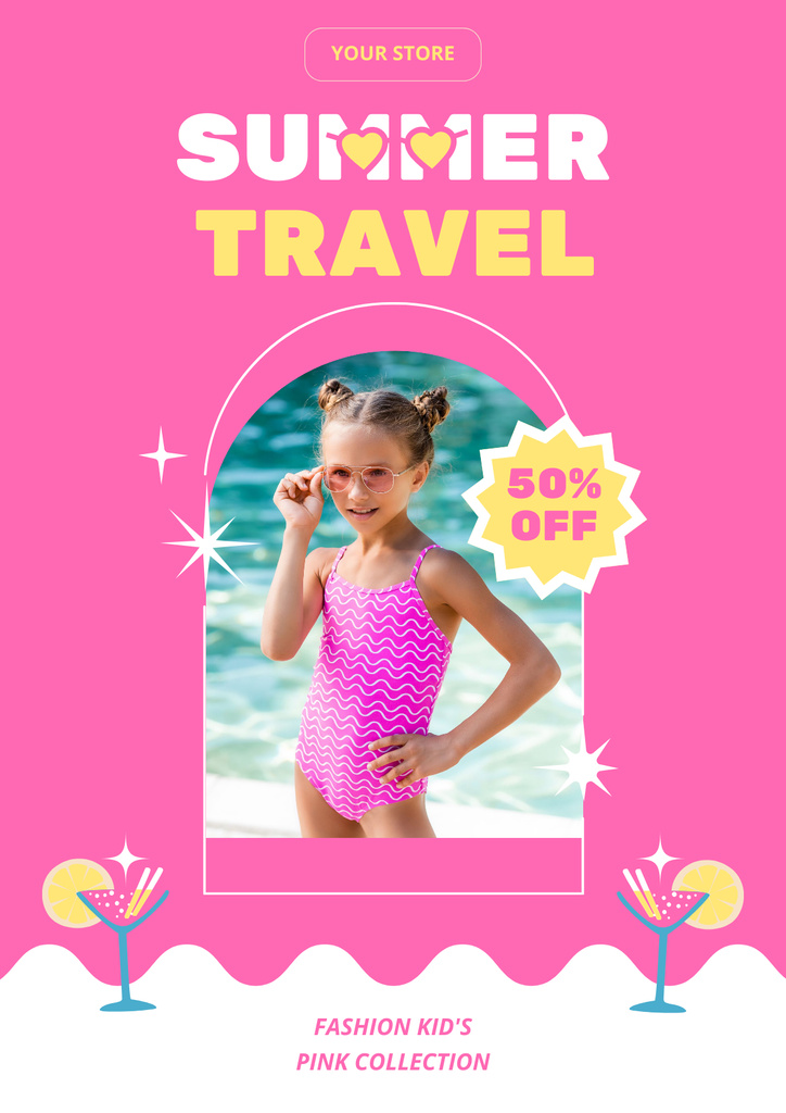 Summer Travel Tours for Kids Poster Tasarım Şablonu