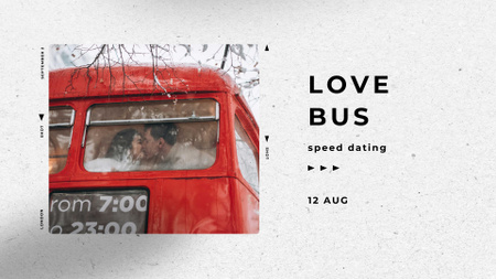 Plantilla de diseño de Speed Dating Ad with Lovers in Bus FB event cover 