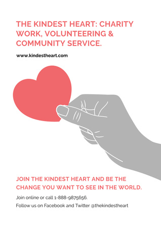 Charity Event with Hand holding Heart Poster Design Template