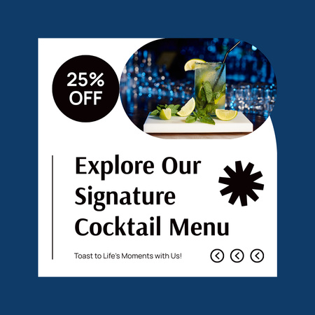 Ontwerpsjabloon van Instagram AD van Korting op signature-cocktails aan de bar