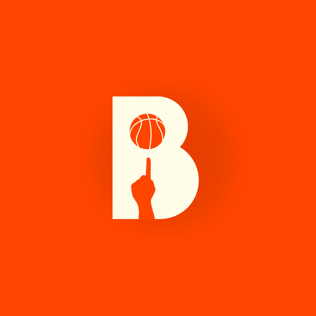 Player with Basketball Ball Logo Design Template