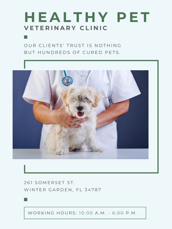 Zkouška domácího mazlíčka ve veterinární nemocnici Poster US Šablona návrhu