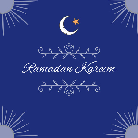 Blue Greeting on Ramadan Instagram Design Template