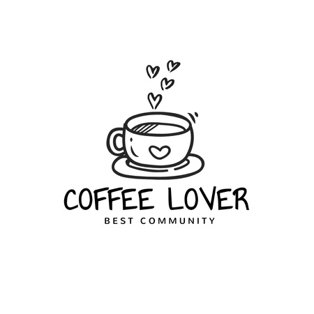 Cafe Ad with Coffee Cup with Hearts Logo 1080x1080px Tasarım Şablonu