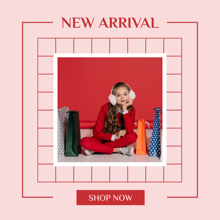 New Arrival of Winter Clothes Red Instagram Design Template