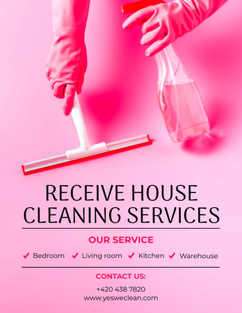 Cleaning Services with Pink Detergent Flyer 8.5x11in Design Template