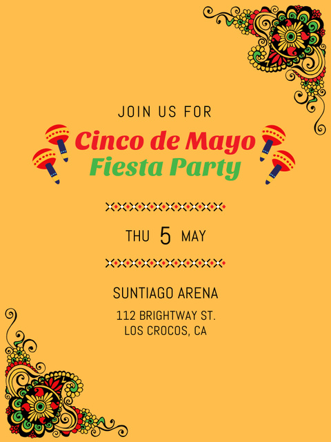 Cinco De Mayo Celebration in Yellow Poster US Design Template