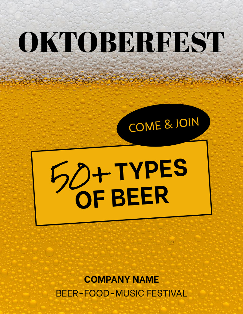Oktoberfest Party Notification with Beer Flyer 8.5x11in Tasarım Şablonu