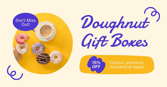 Doughnut Gift Boxes Special Discount Offer Ad Facebook AD Πρότυπο σχεδίασης
