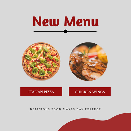 Uusi menu ja uusi pizza Instagram Design Template