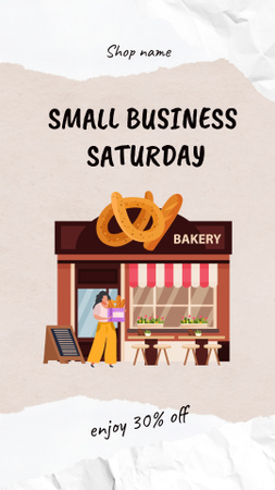 30% kedvezmény kisvállalkozások vásárlóinak szombaton Instagram Story tervezősablon