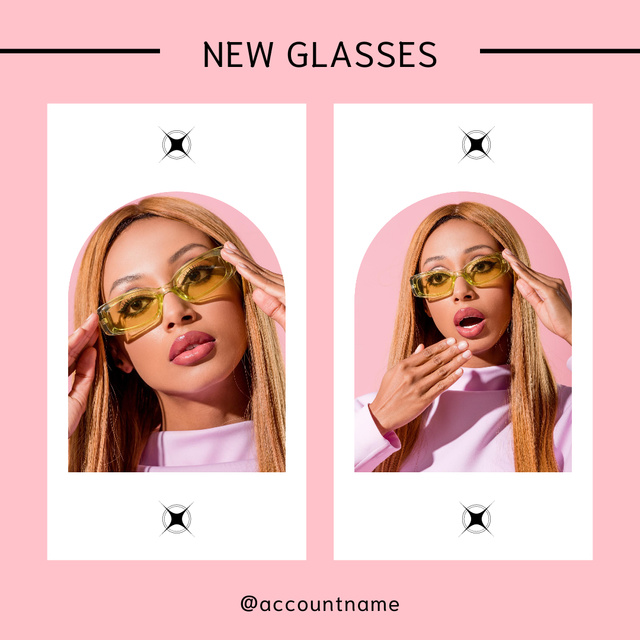 Ad of New Glasses Sale with Stylish Woman Instagram Πρότυπο σχεδίασης