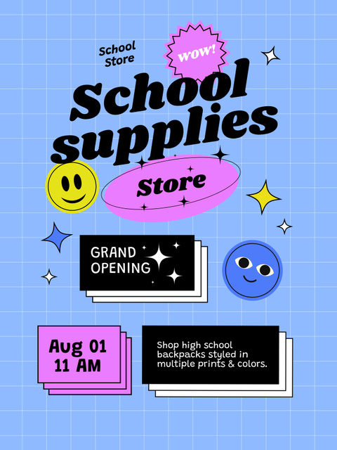 Reliable School Supplies Sale Offer In August Poster 36x48in Šablona návrhu