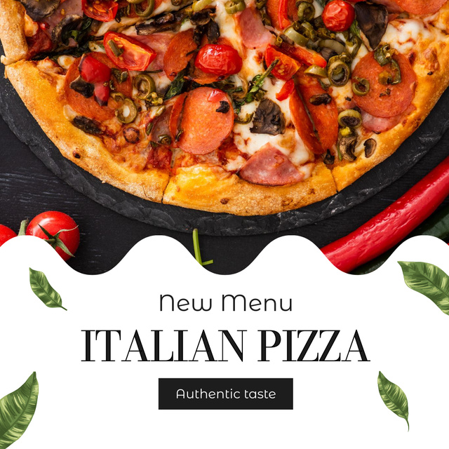 Ontwerpsjabloon van Instagram van New Pizza on Italian Menu
